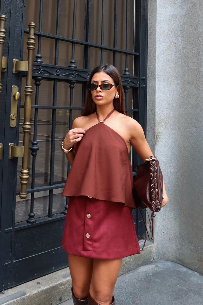 Blusa Frente U Marrant Fivela Dourada 3 Cores