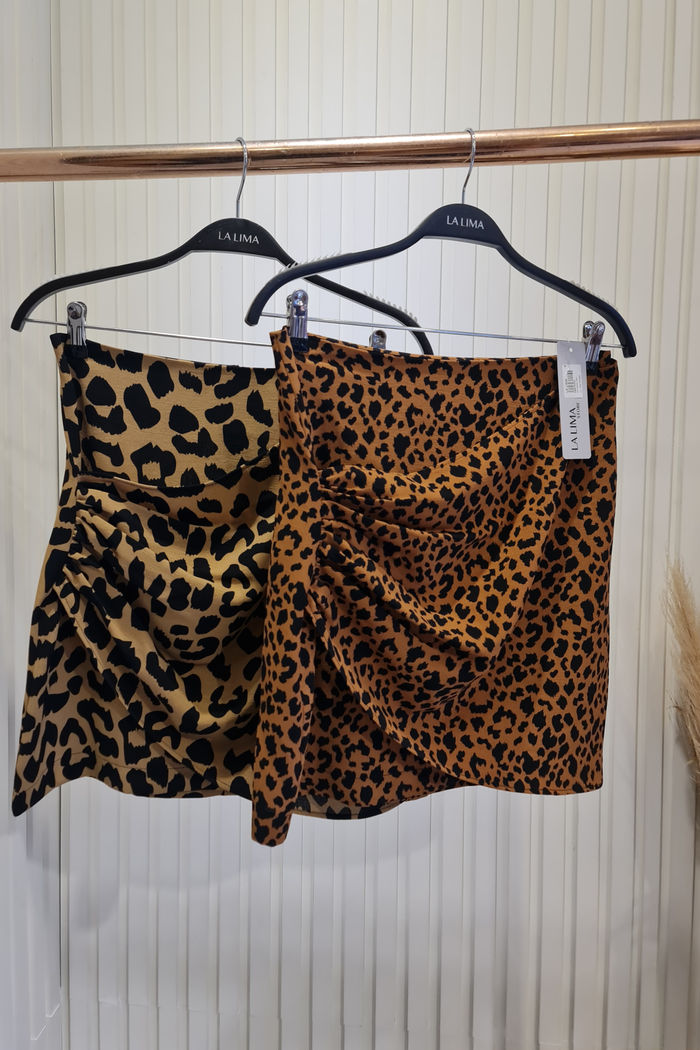 Saia Drapeada Animal Print 2 Cores