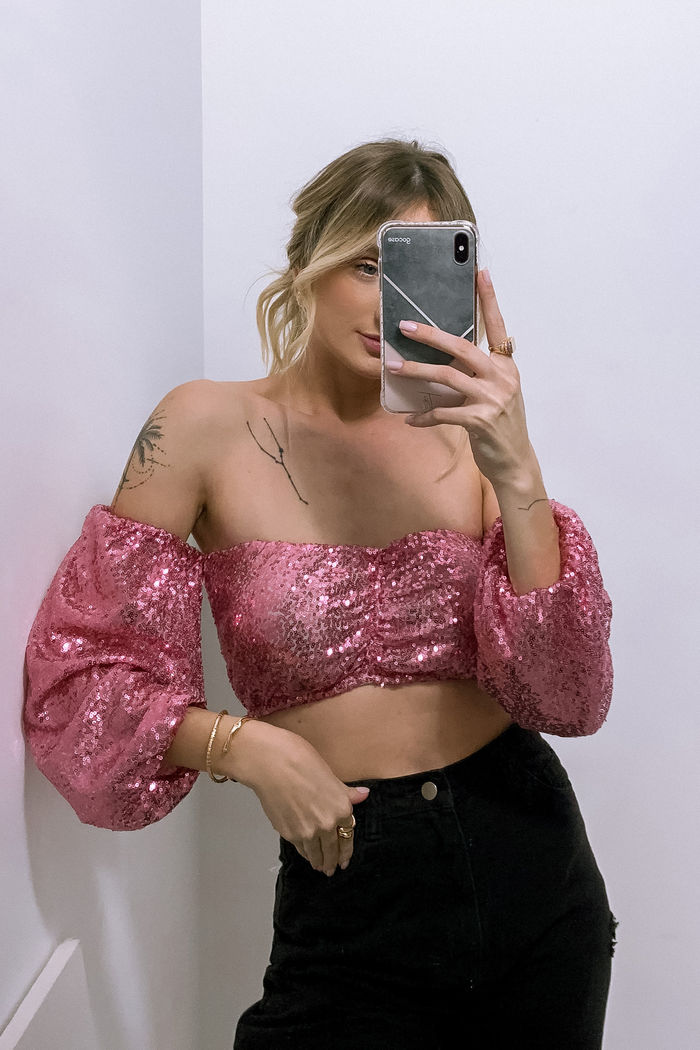 Cropped Paetê Cigana Elisa Cores