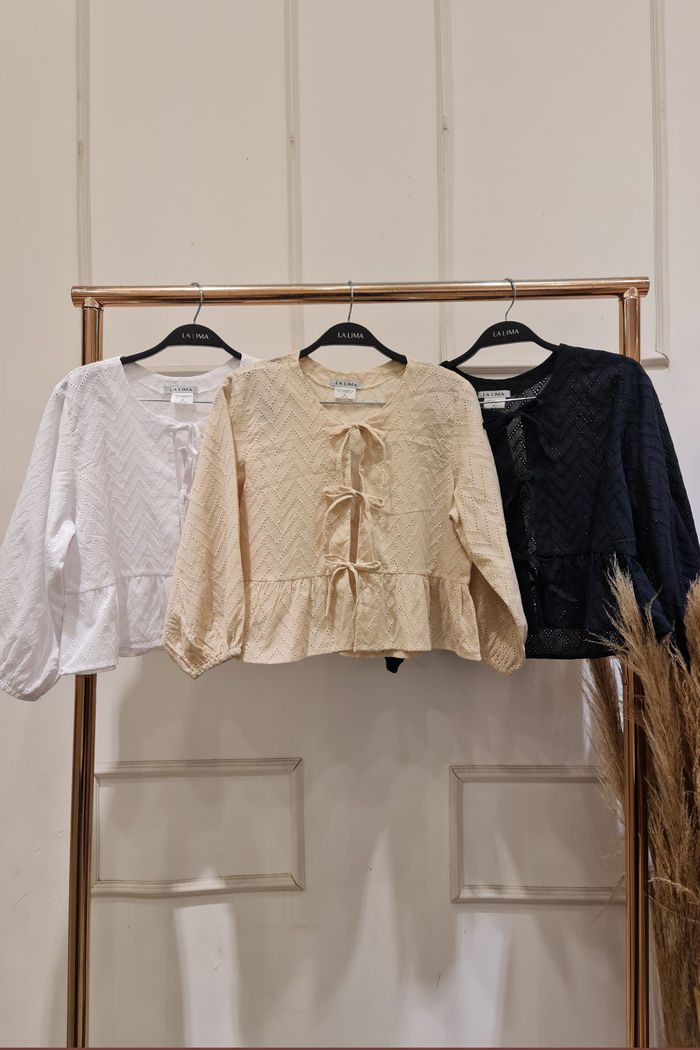 Bata 3 Lacinhos Laise Algodão Bordado 3 Cores