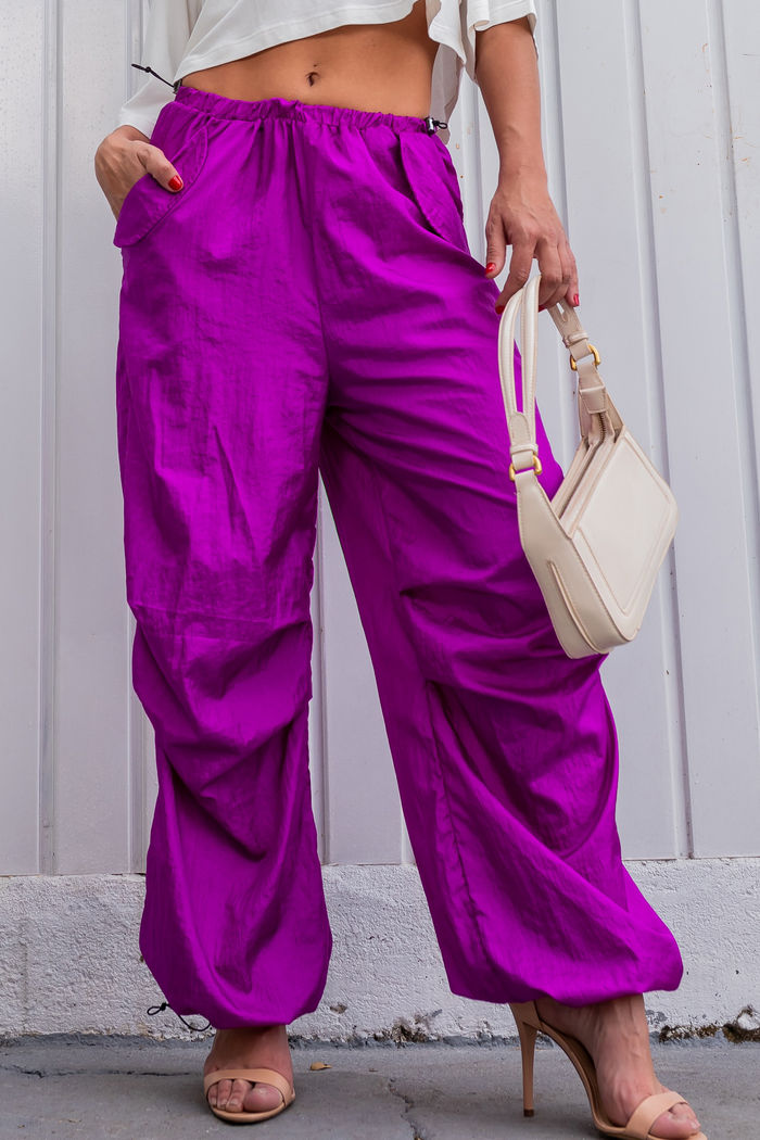 Calça Parachute Brilho Pink