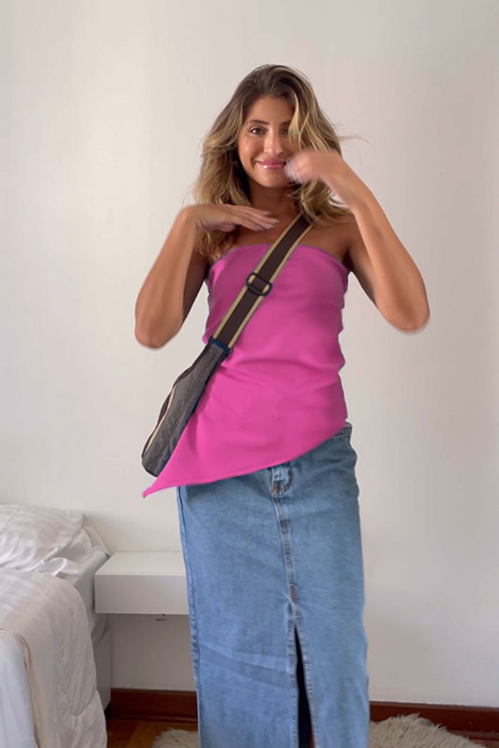 Blusa Alongada Assimétrica Tomara Rosa