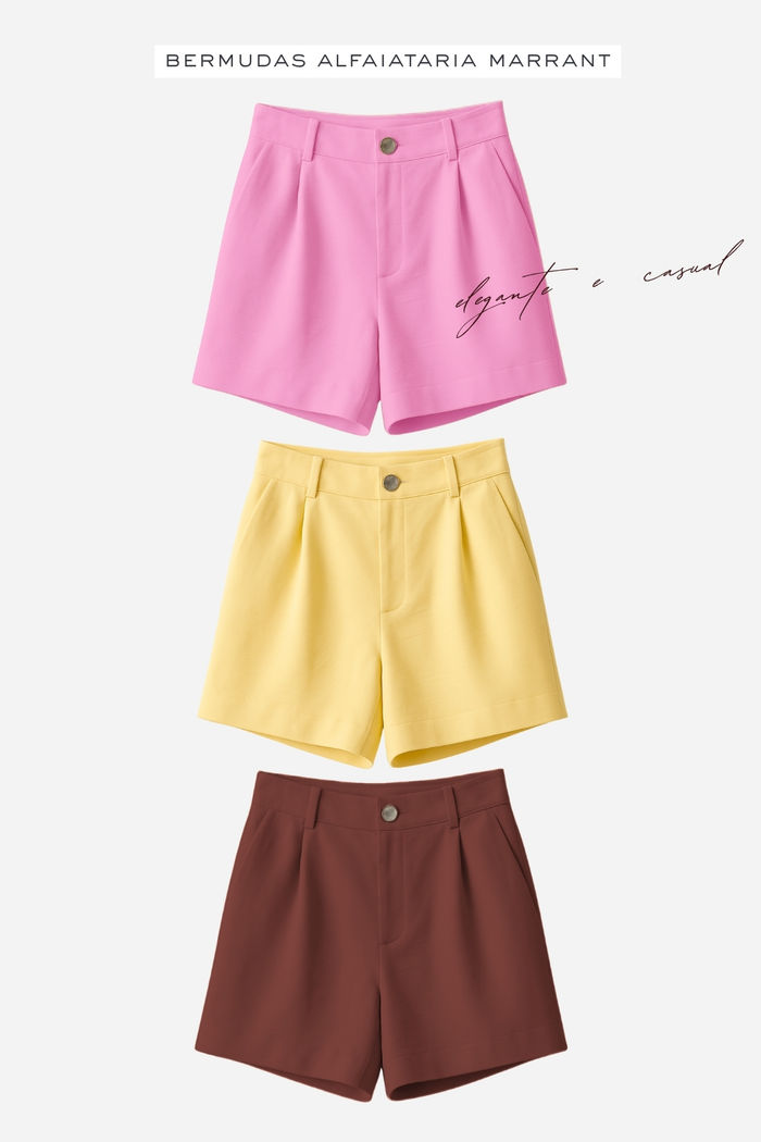Bermuda de Alfaiataria com Bolsos 3 Cores