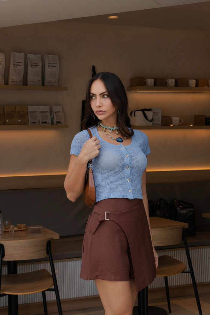 Blusa com Botões Malha Trabalhada 3 Cores