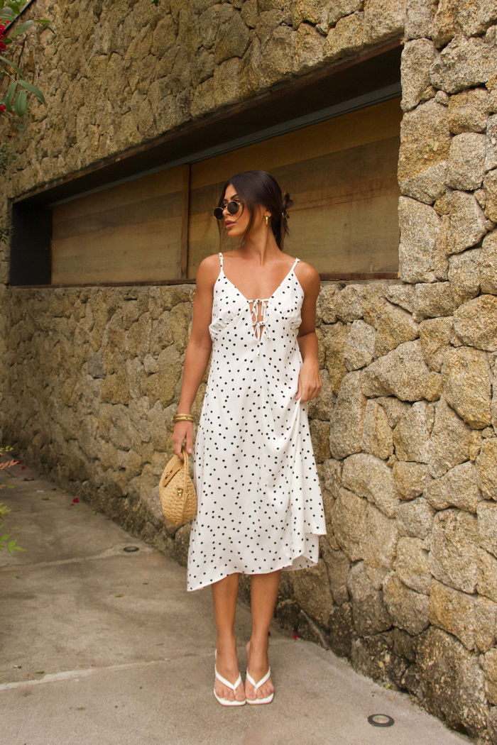 Vestido Lacinhos Poá Midi 3 Cores