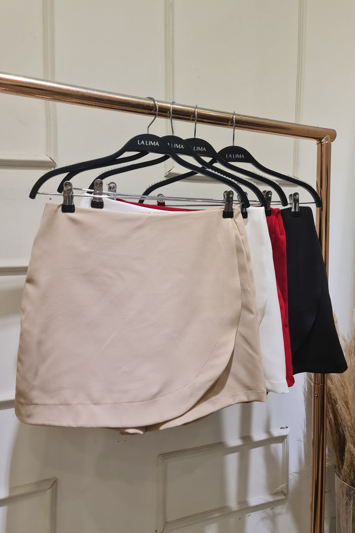 Short Saia Arredondado Alfaiataria 4 Cores