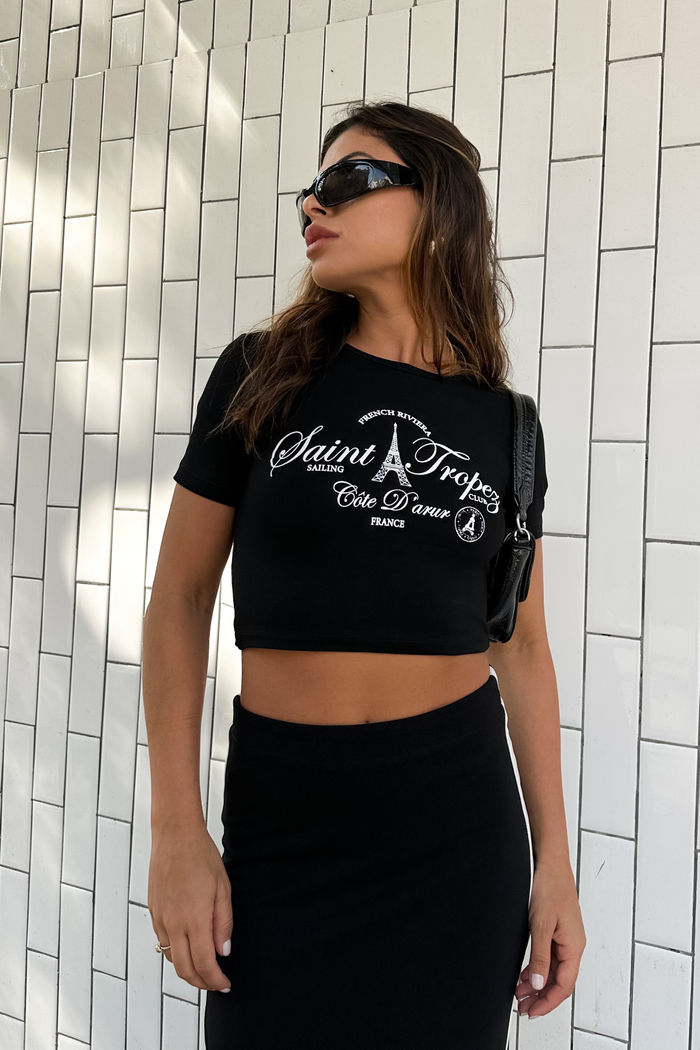 Cropped Saint Tropez Viscolycra Preto