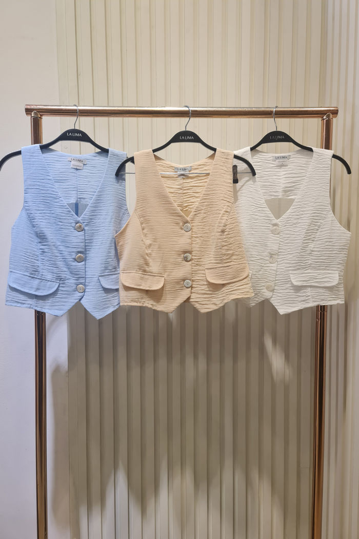 Colete Feminino Crepe Linho Verão 3 Cores