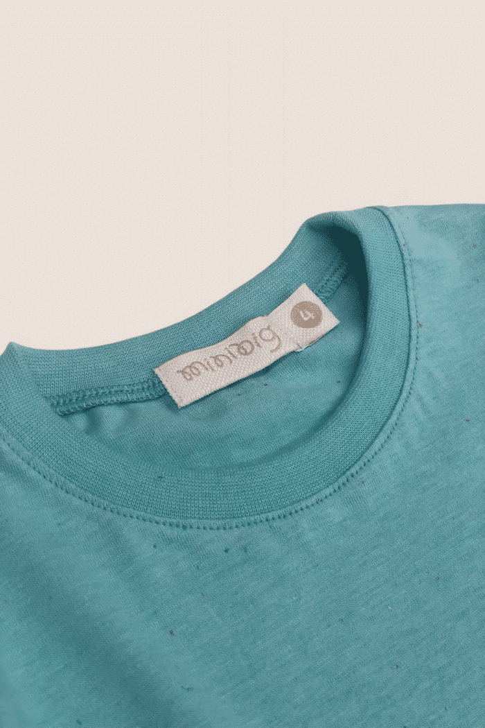 Camiseta Longa Infantil Malha Algodão Sustentável Botonê Verde Acqua