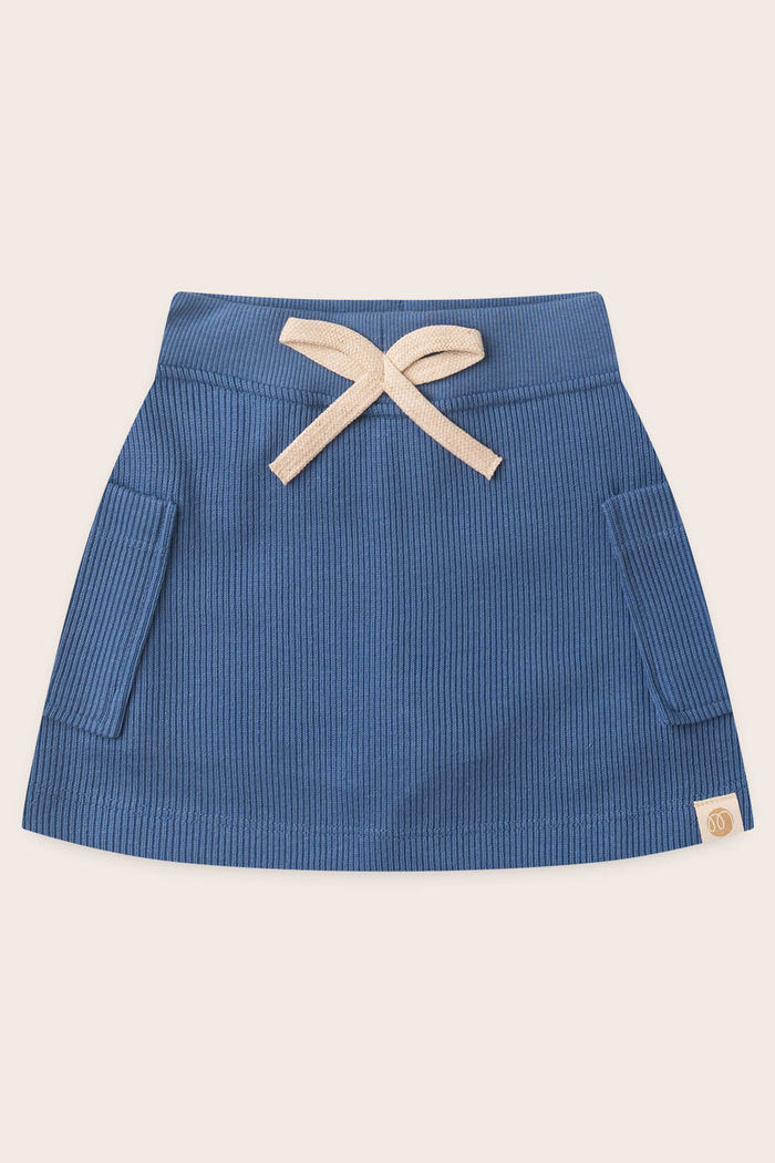 Saia Menina Com Shorts Moletom Texturizado Algodão Sustentável - Azul Anil