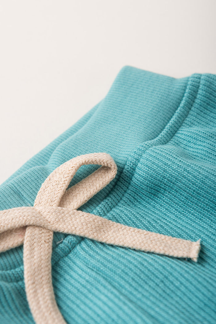 Shorts Menina Moletom Texturizado Algodão Sustentável - Verde Acqua