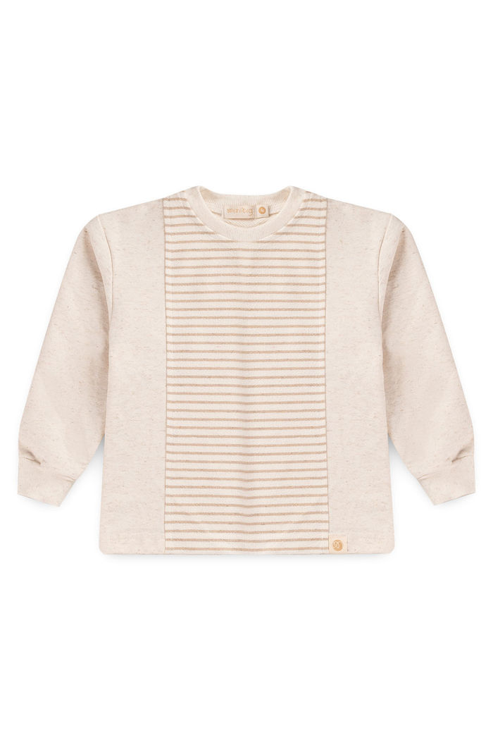 Blusa Infantil Moletom Duo Super Sustentável e Fio Reciclado Sustentável - Off Natural / Listrado