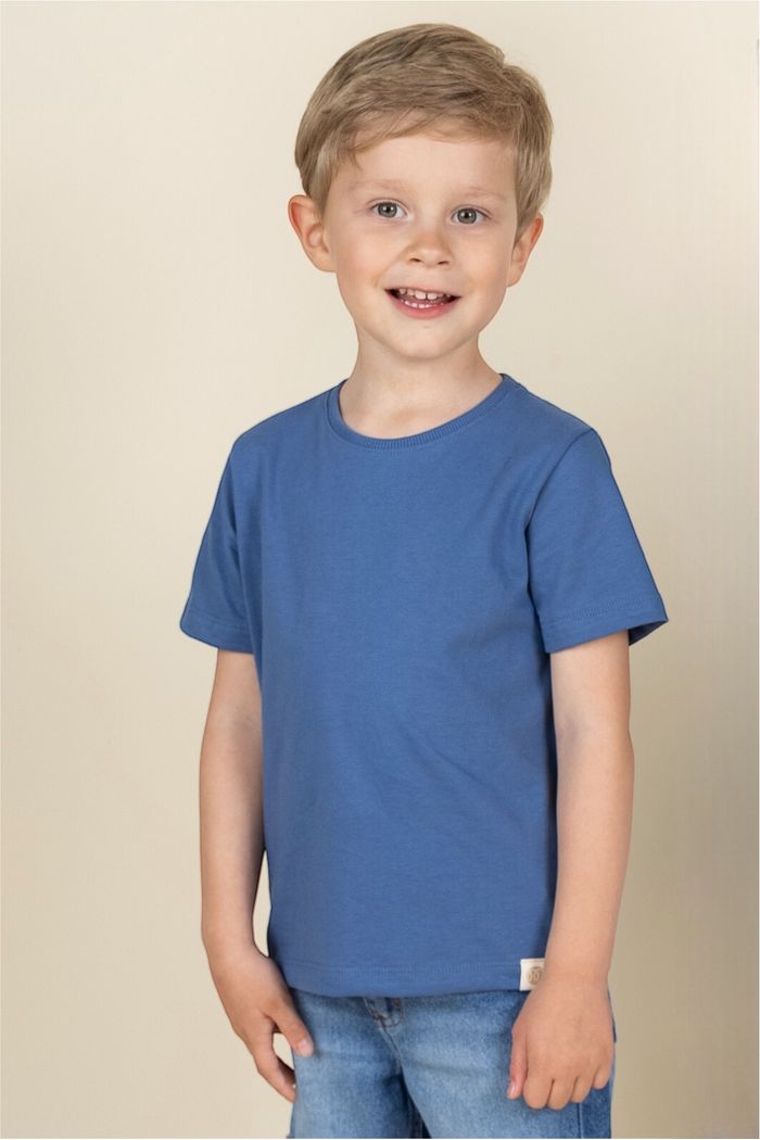 Camiseta Menino 100% Algodão - Azul Anil