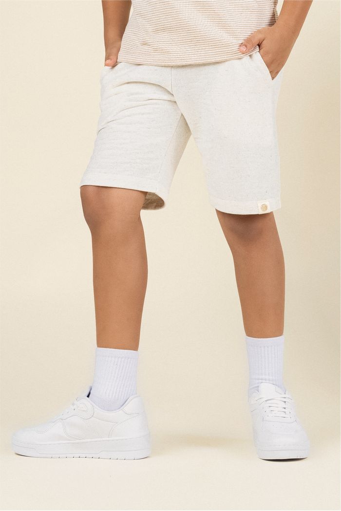 Bermuda Menino Moletom Super Sustentável - Off Natural