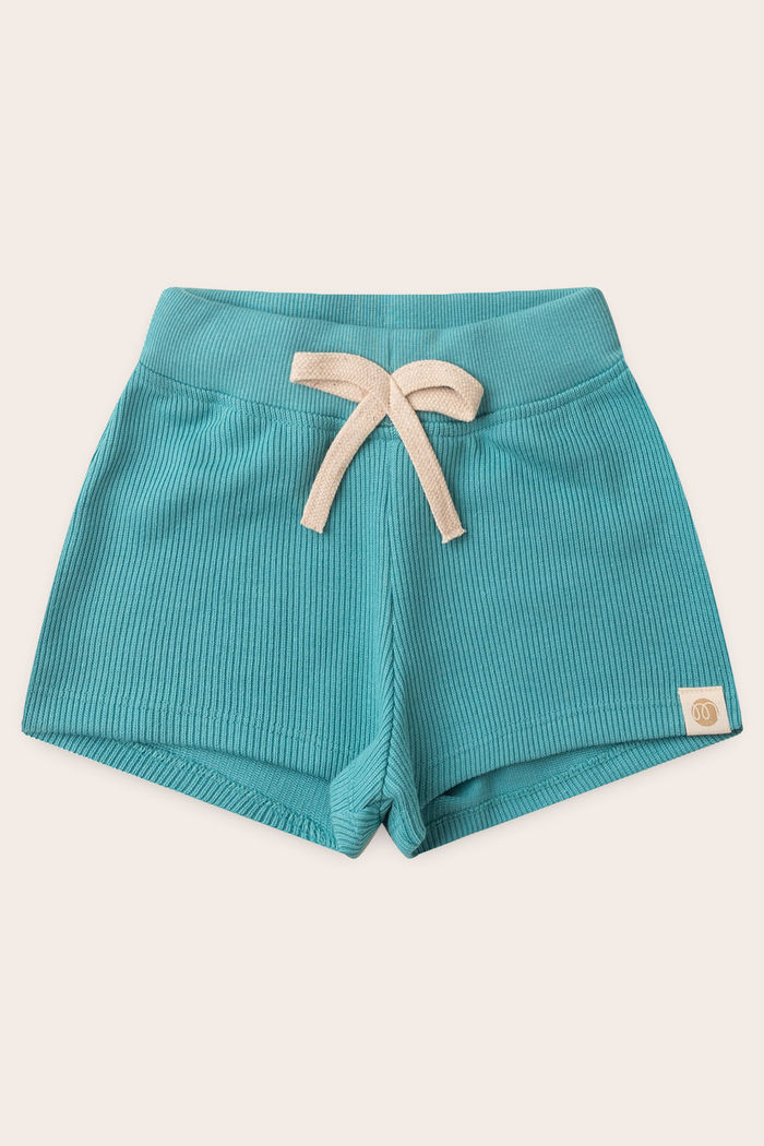 Shorts Menina Moletom Texturizado Algodão Sustentável - Verde Acqua