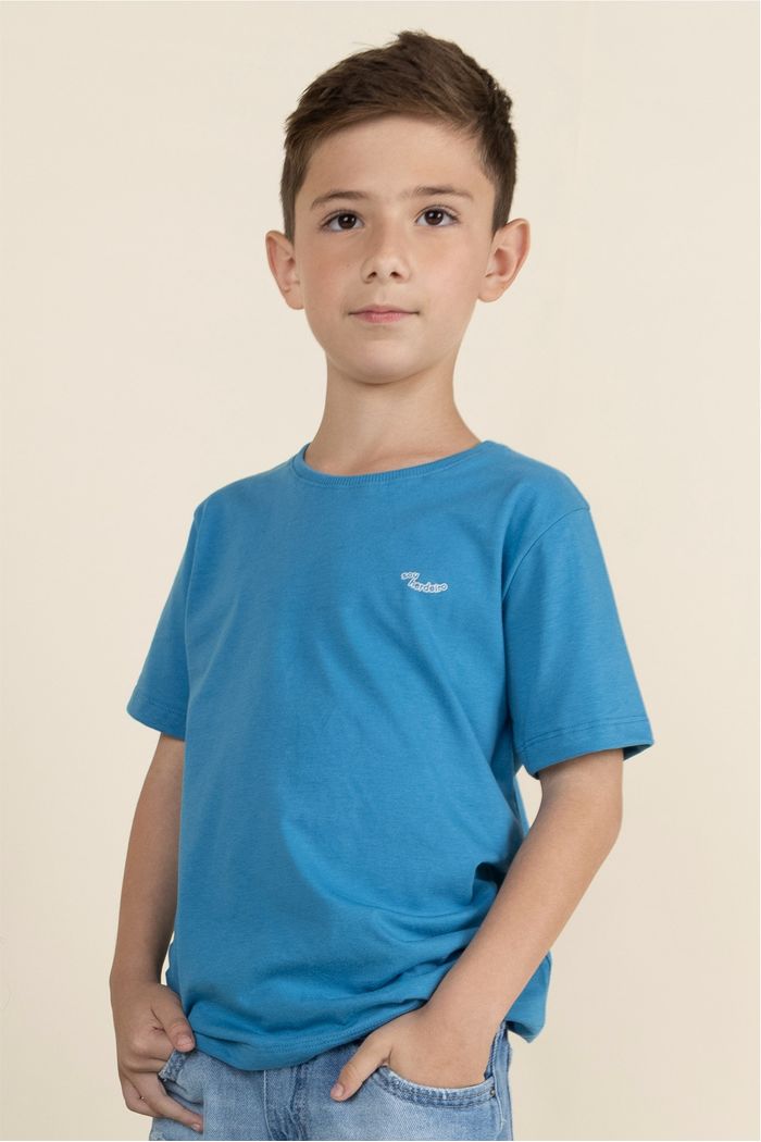 Camiseta Menino 100% Algodão - Azul Turquesa