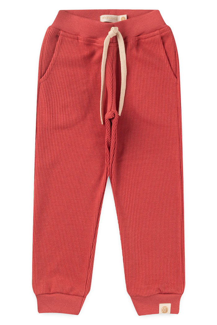 Calça Jogger Infantil Moletom Novo Texturizado Sustentável - Vermelho Cedro
