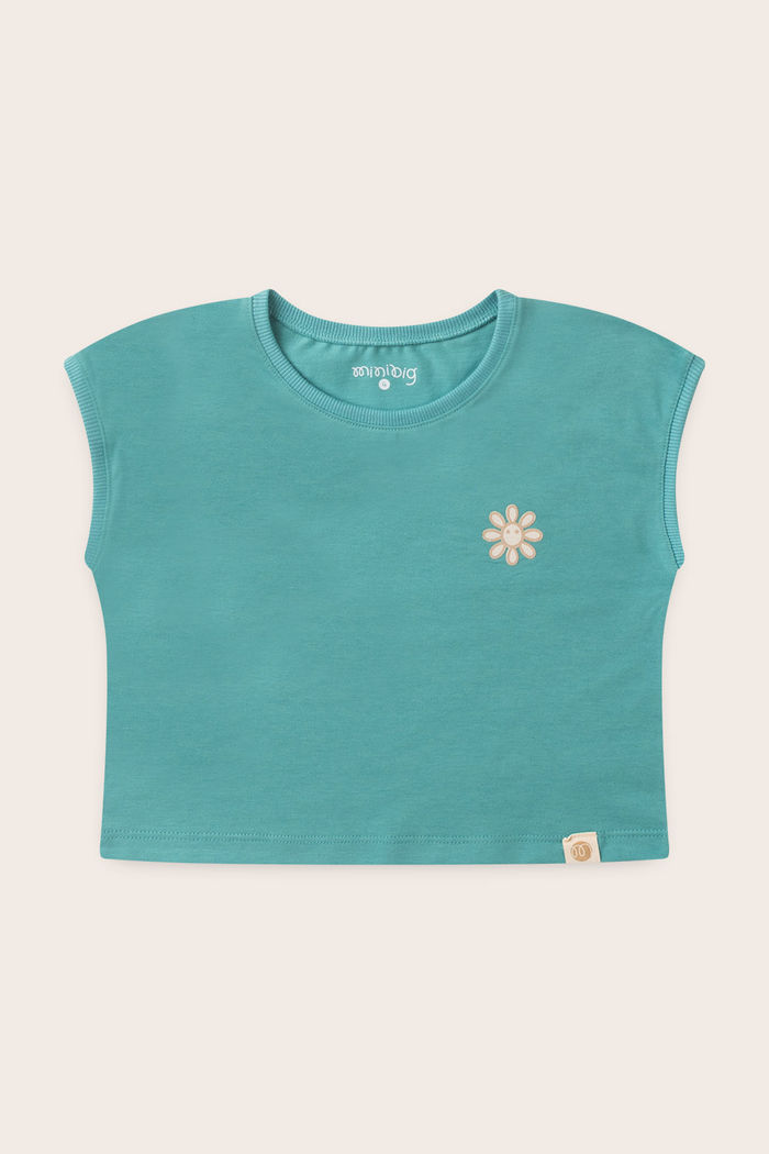 Blusa Menina Manga Japonesa 100% Algodão - Verde Acqua