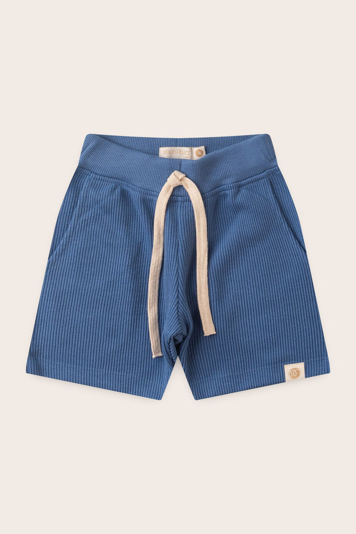 Bermuda Menino Moletom Texturizado Algodão Sustentável - Azul Anil