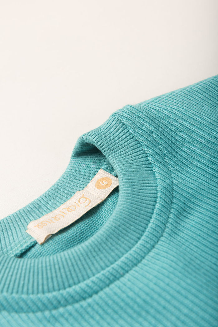 Conjunto Infantil Menina De Blusa e Saia Moletom Texturizado Algodão Sustentável - Verde Acqua