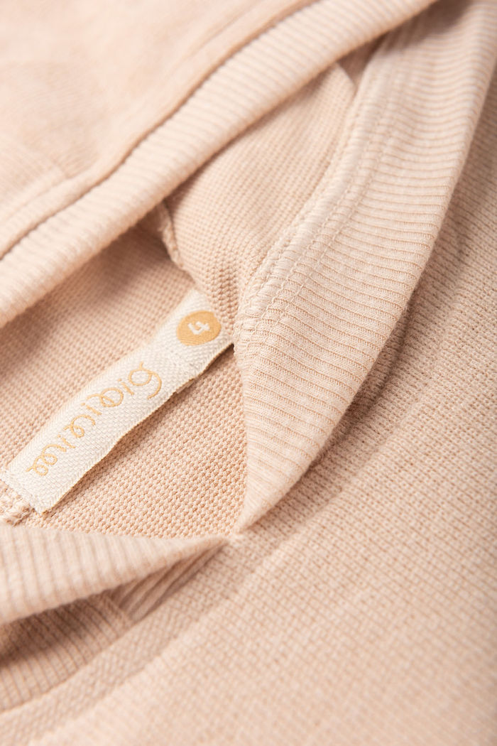 Blusa Hoodie Com Capuz Infantil Super Malhão Algodão Sustentável - Bege Kraft Claro
