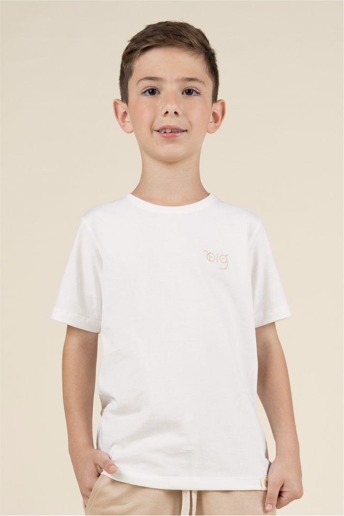 Camiseta Menino 100% Algodão - Off Natural