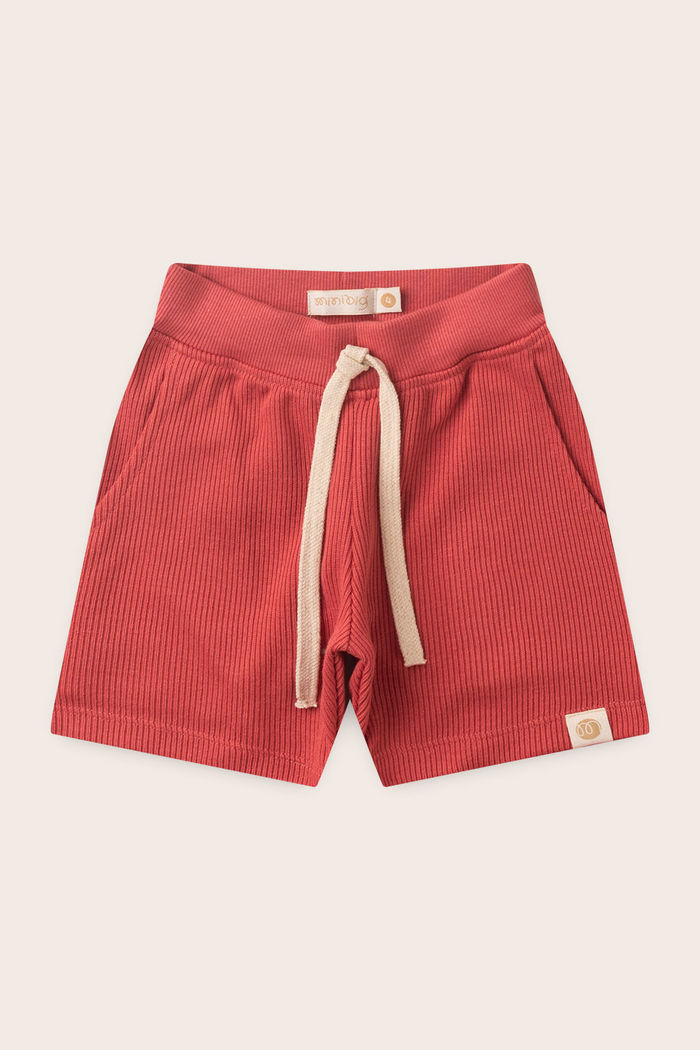 Bermuda Menino Moletom Texturizado Algodão Sustentável - Vermelho Cedro