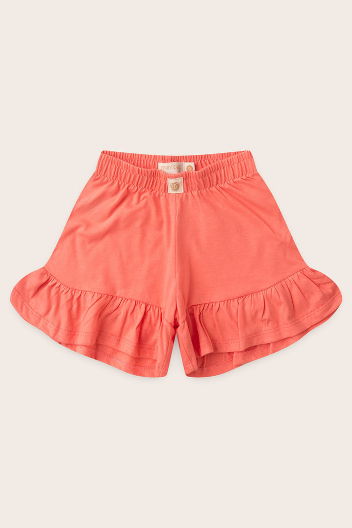 Shorts Babado Menina 100% Sustentável - Rosa Coral
