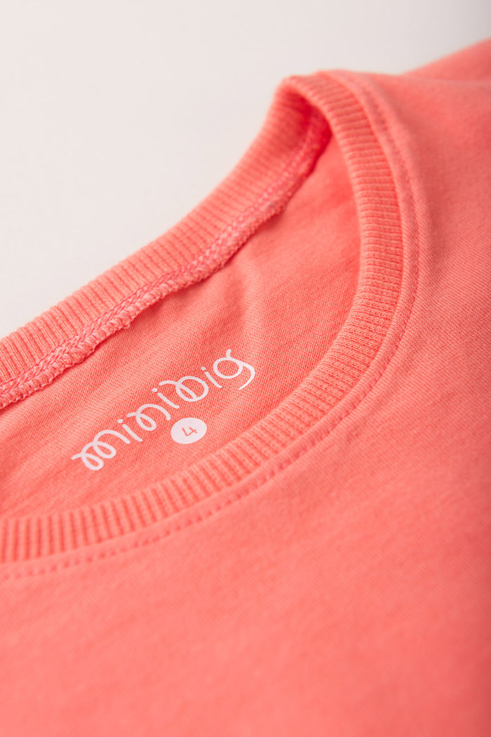 Blusa Over Manga Curta Menina 100% Algodão - Rosa Coral