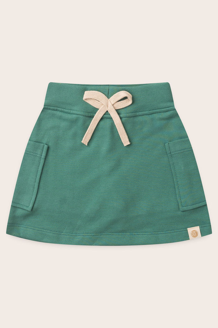 Saia Menina Com Shorts Moletom 100% Algodão Sustentável - Verde Folha
