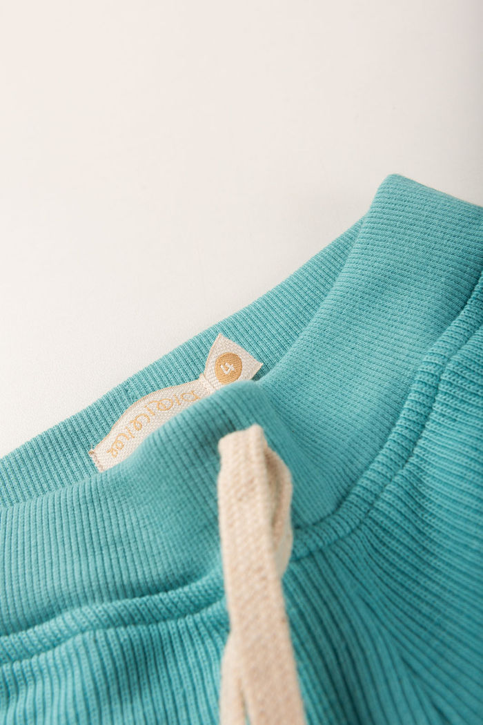 Calça Wide Leg Infantil Menina Moletom Texturizado Algodão Sustentável - Verde Acqua