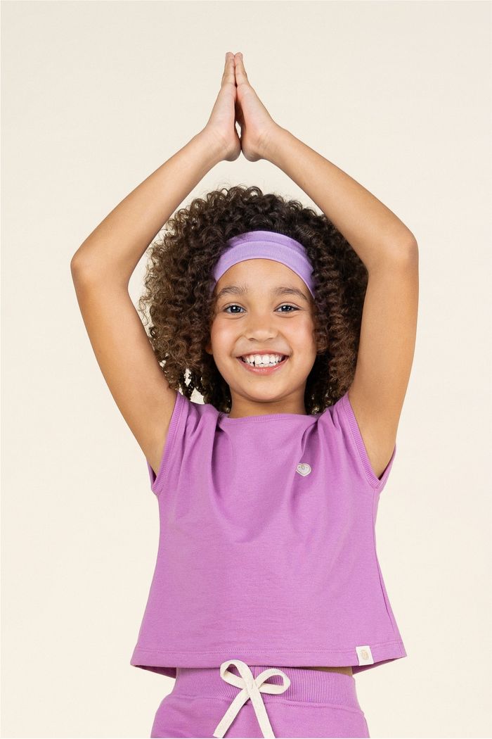 Blusa Menina Manga Japonesa 100% Algodão - Lilas Lavanda