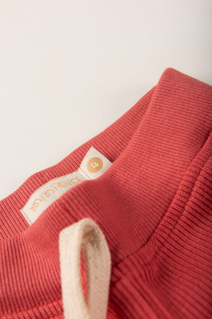 Calça Wide Leg Infantil Menina Moletom Texturizado Algodão Sustentável - Vermelho Cedro