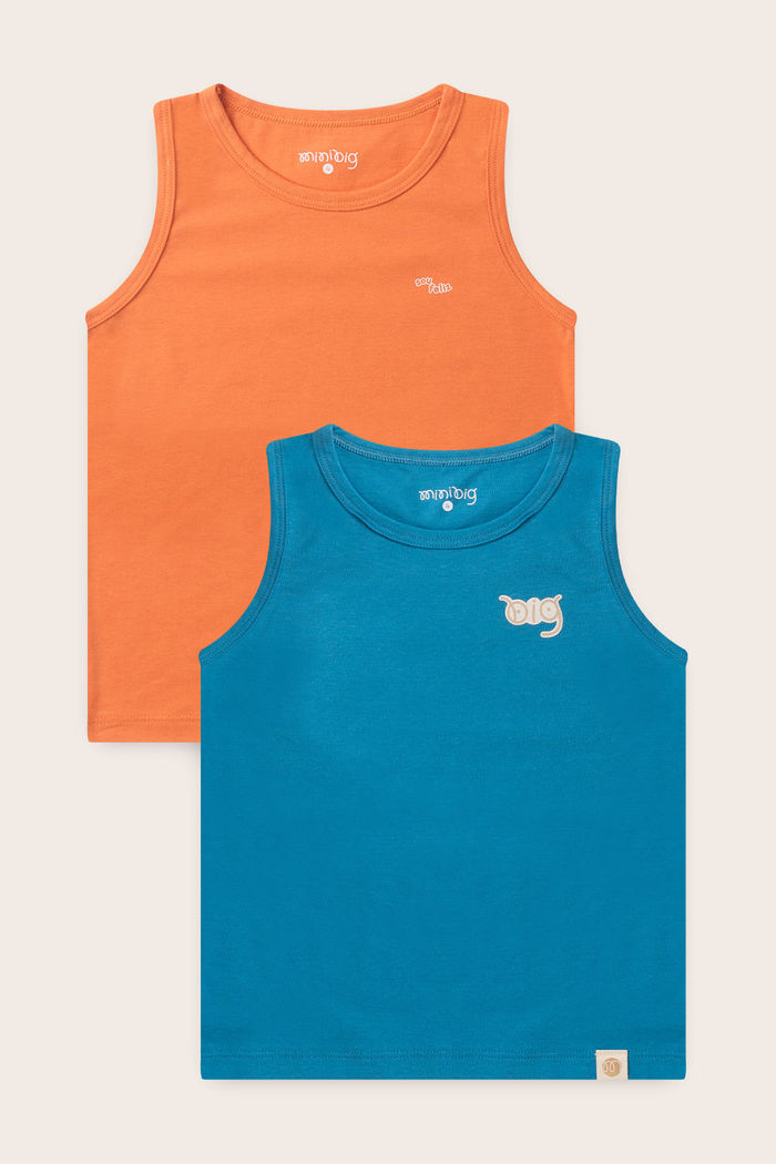 Combo 2 Regatas Menino - Laranja Tangerina e Azul Turquesa