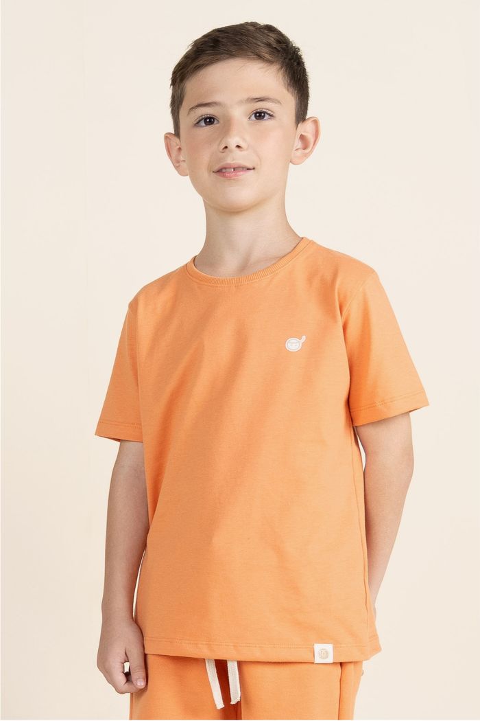 Camiseta Menino 100% Algodão - Laranja Tangerina