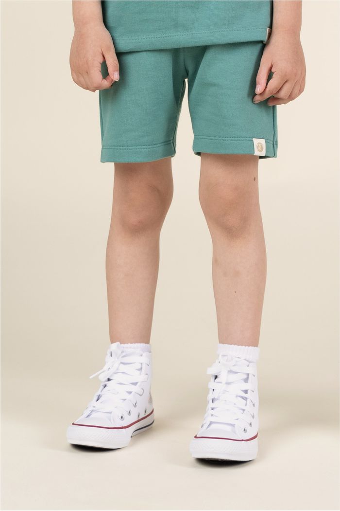 Bermuda Menino Moletom 100% Sustentável - Verde Folha