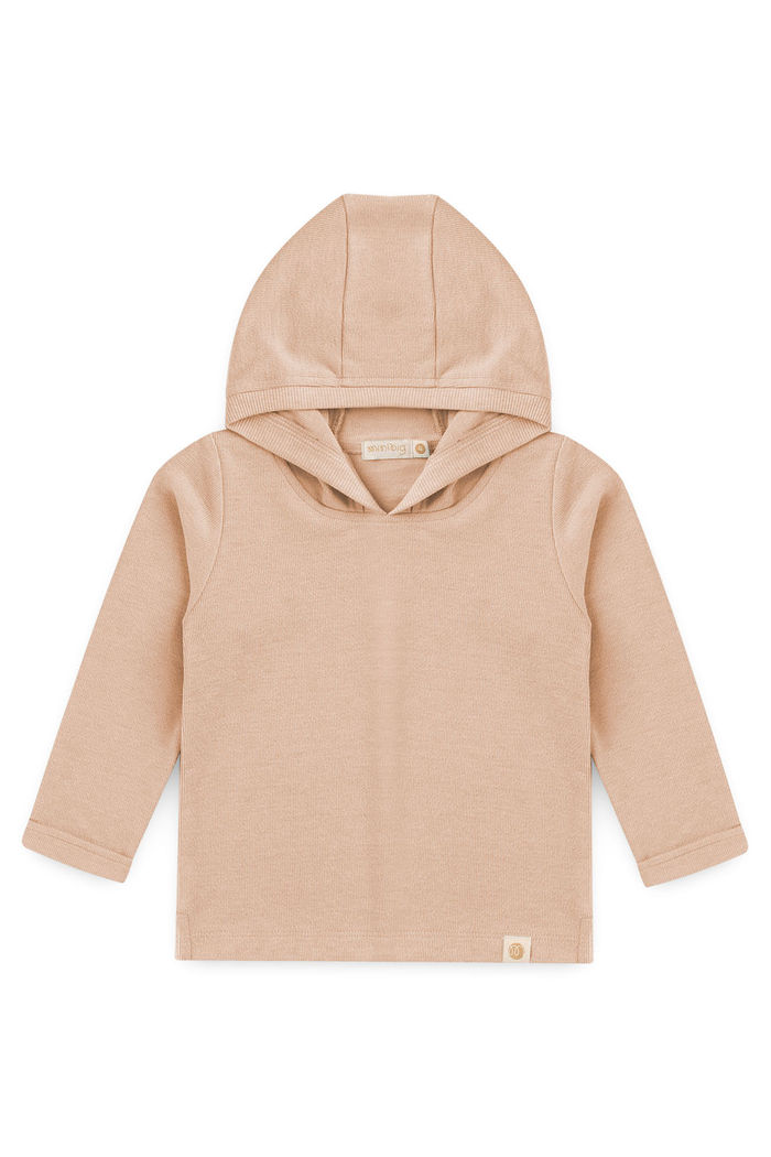 Blusa Hoodie Com Capuz Infantil Super Malhão Algodão Sustentável - Bege Kraft Claro