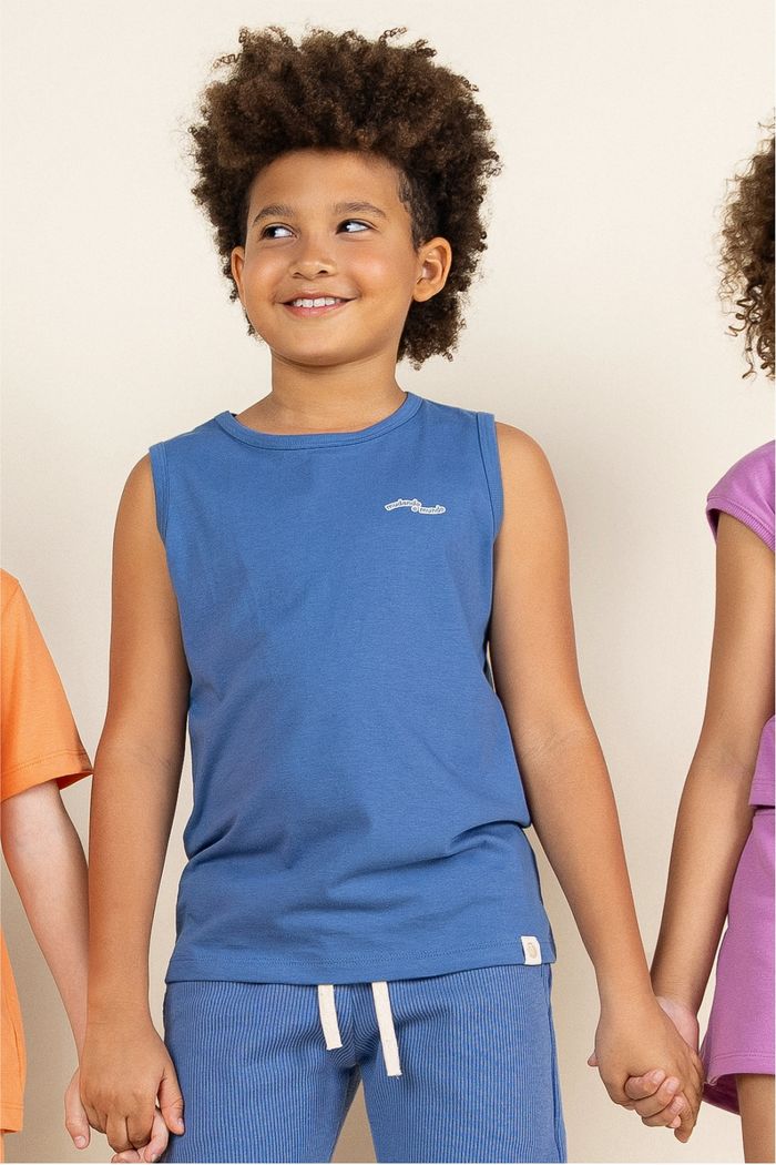 Regata Menino 100% Algodão - Azul Anil
