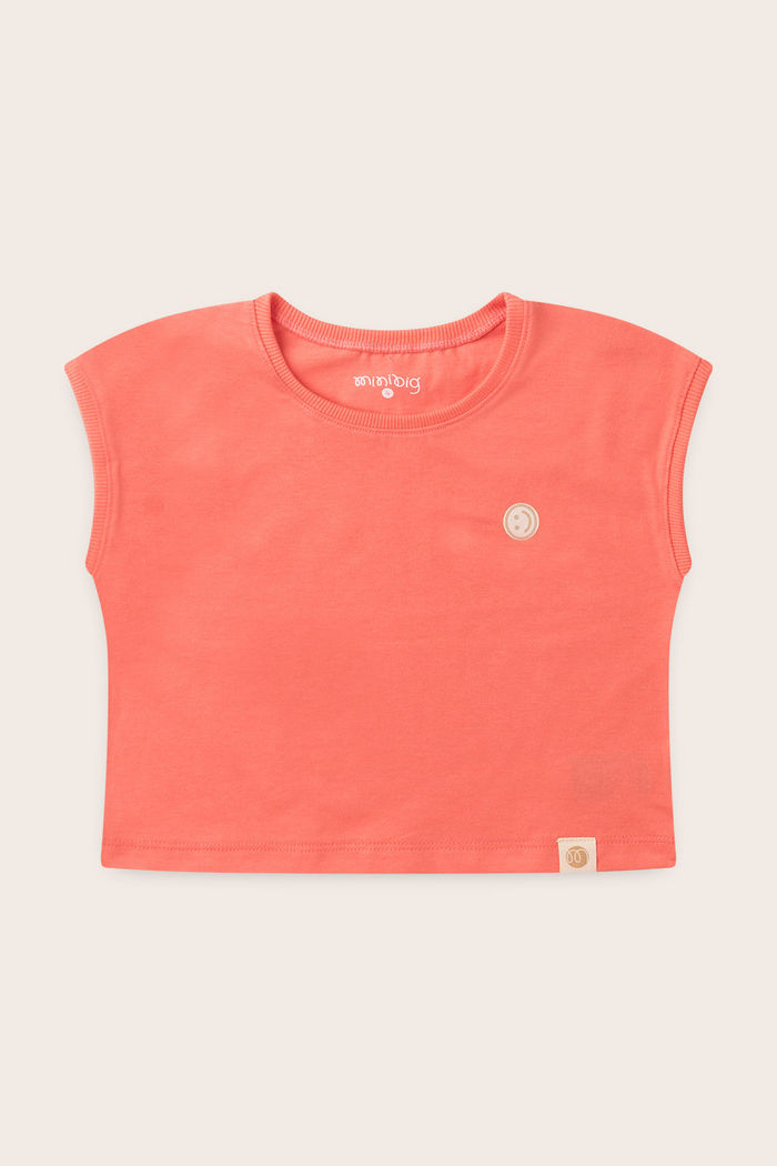 Conjunto Menina Blusa Manga Japonesa Rosa Coral e Shorts Saia Rosa Coral