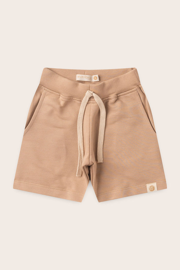 Bermuda Menino Moletom 100% Sustentável - Bege Kraft