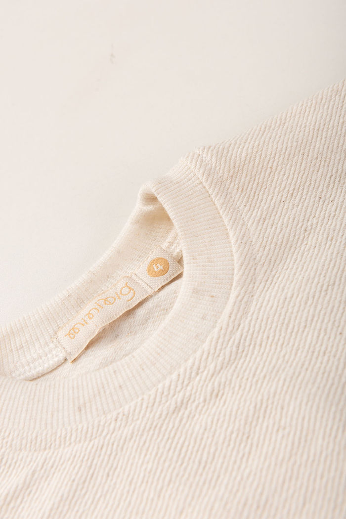 Conjunto Infantil Menina De Blusa e Calça Wide Leg Moletom Super Sustentável - Off Natural