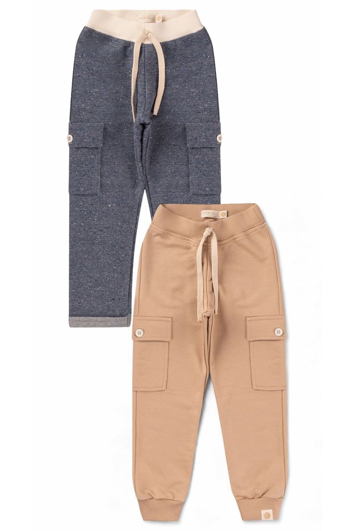 Combo 2 Calças Jogger - Moletom Bege Kraft + Moletom Azul Jeans