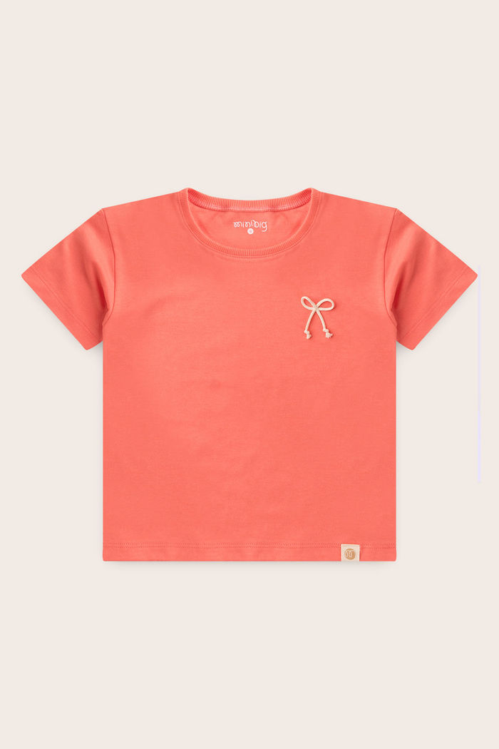 Conjunto Menina Blusa Over Manga Curta Rosa Coral e Shorts Babado - Rosa Coral