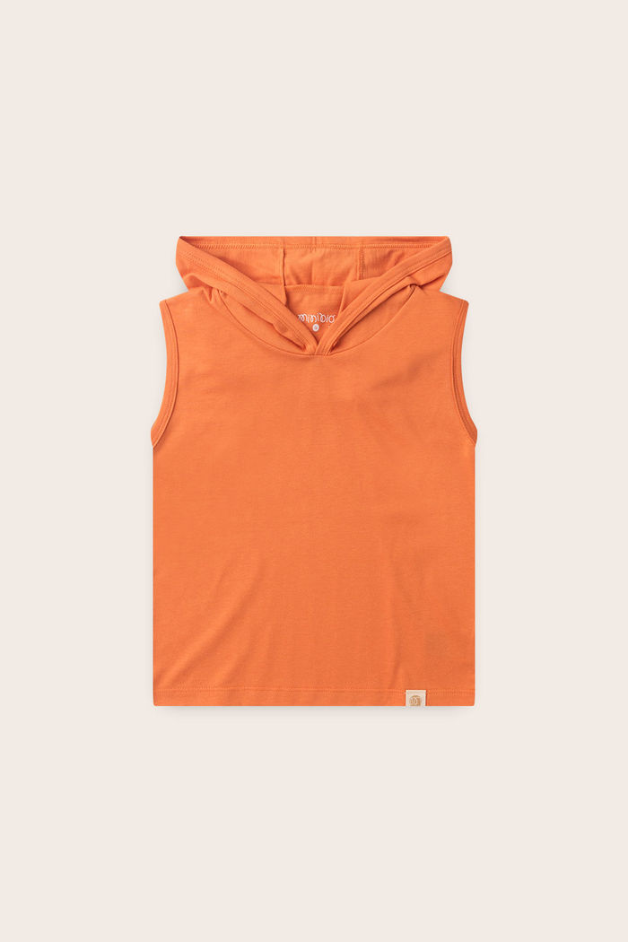 Conjunto Menino Regata Over com Capuz Laranja e Bermuda Laranja