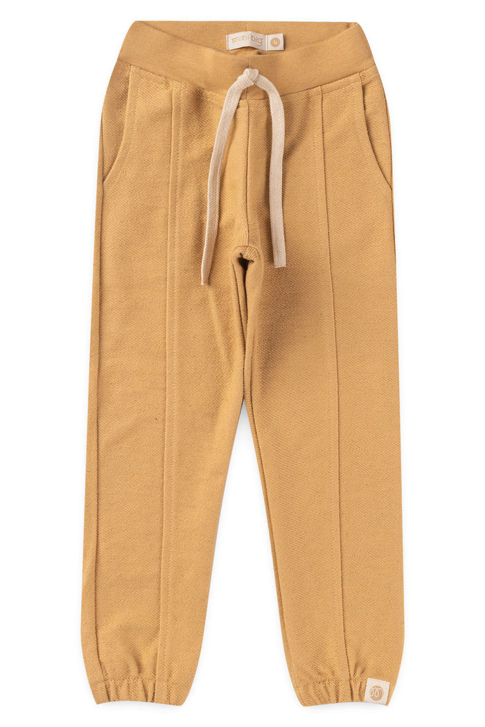 Calça Jogger Infantil Moletom Algodão Com Poliéster Sustentável e Tingimento Natural - Amarelo Âmbar