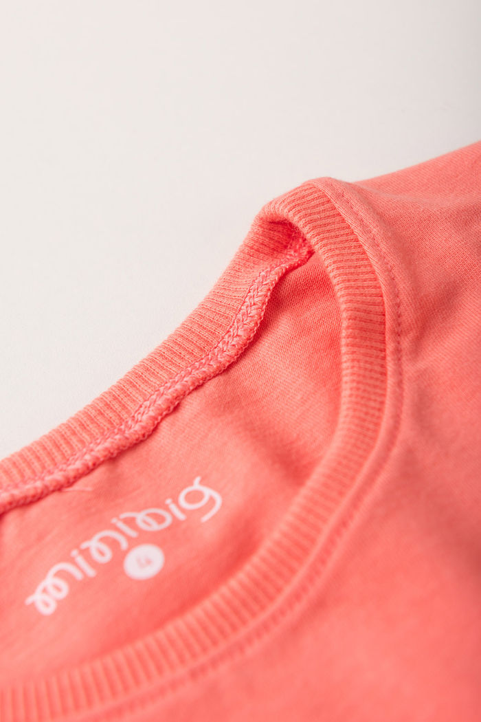 Blusa Box Manga Curta Menina 100% Algodão - Rosa Coral