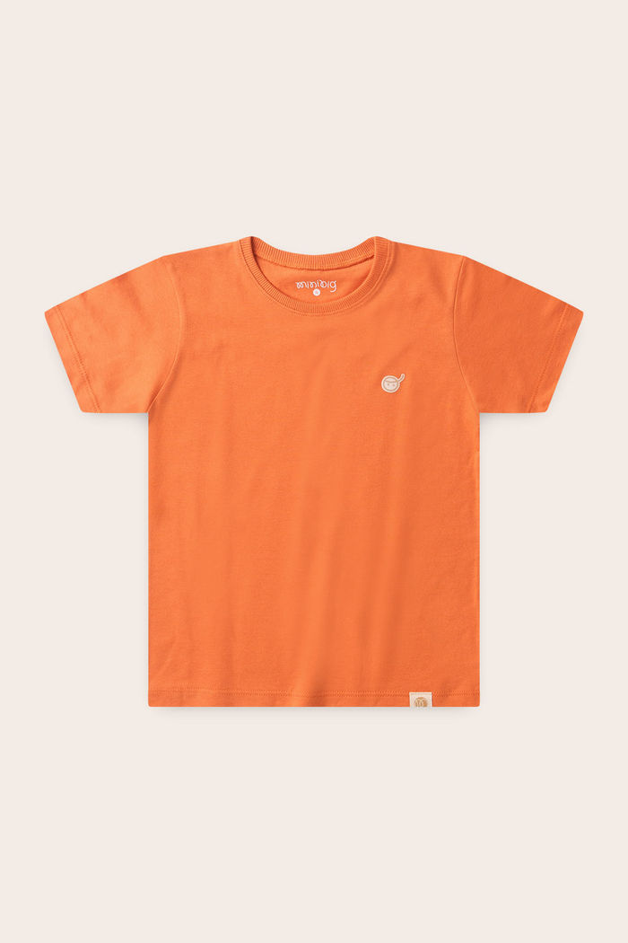 Camiseta Menino 100% Algodão - Laranja Tangerina