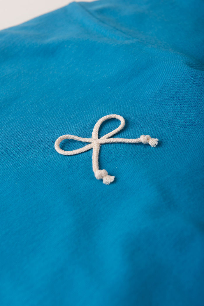 Blusa Over Manga Curta Menina 100% Algodão - Azul Turquesa