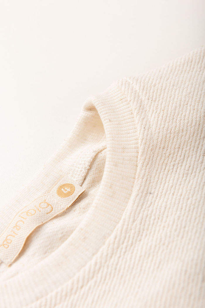 Blusa Infantil Moletom Duo Super Sustentável e Tingimento Natural - Off Natural / Amarelo Âmbar