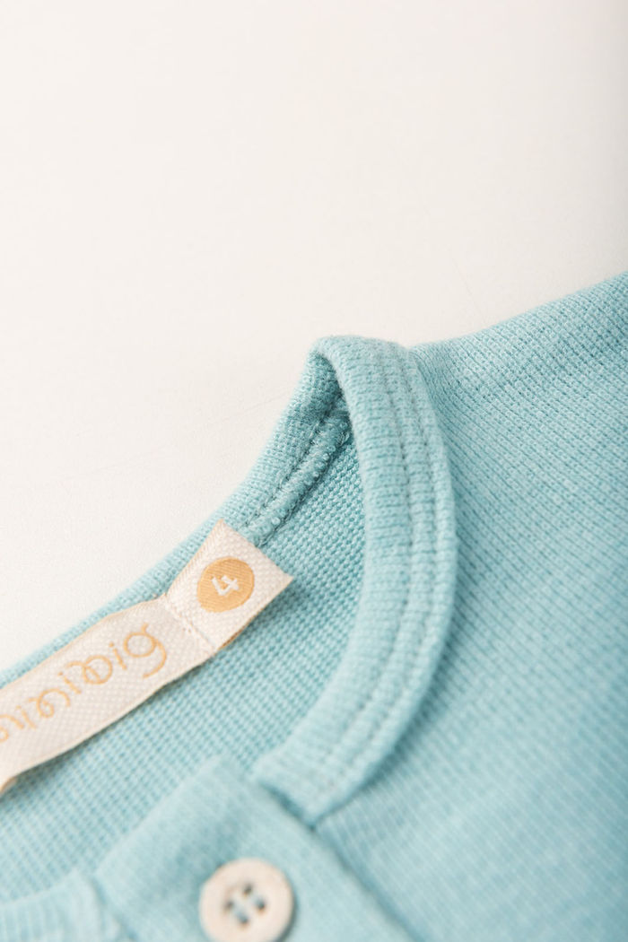 Blusa Henley Com Botões Infantil Super Malhão Algodão Sustentável - Verde Acqua Claro